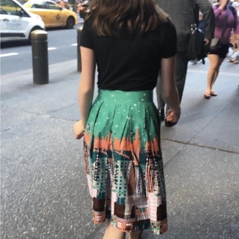 I LOVE NYC Street Scene Full Swing Retro Skirt Rockabilly Boho Broadway  EUC XS